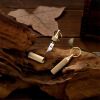 1pc Mini Brass Capsule Knife; Stainless Steel Portable Pocket Knife; Survival Knife With Keychain Pendant; Outdoor Fishing Accessories