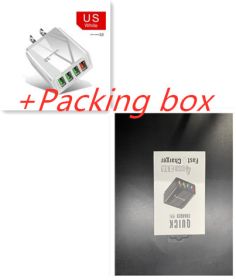 Illuminated 4USB Mobile Phone Charger 3A Charging Head (Option: White Box packaging-US plug)