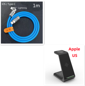 3 In 1 Fast Charging Station Wireless Charger Stand Wireless Quick Charge Dock For Phone Holder (Option: Black Set6-Apple US plug)