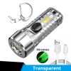 1pc Mini Portable LED Flashlight With Keychain; USB Charging Warning Light For Outdoor Camping Emergency